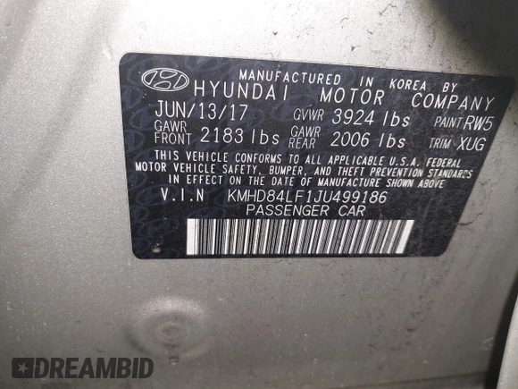 2018 Hyundai Elantra SEL z VIN KMHD84LF1JU499186, wystawiony jako IAAI lot #41950942 z przebiegiem 28 198 mil mil oraz . Historia ofert i sprzedaży dostępna na DreamBid. Obrazek 9.