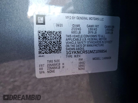 2021 Cadillac XT5 FWD Premium Luxury with VIN 1GYKNCRS1MZ109854, listed as a Copart auction lot 50368555 with 13,069 mi miles and Salvage Title. Bid and sale history available at carsss.com. Image 14.
