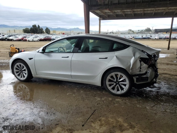 2023 Tesla Model 3 with VIN 5YJ3E1EA9PF515418, listed as a Copart auction lot 43785455 with 6,998 mi miles and Salvage Title. Bid and sale history available at carsss.com. Image 2.