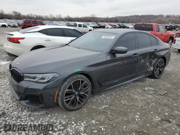 2021 BMW 5 Series 540i with VIN WBA53BJ04MCF43184, listed as a Copart auction lot 45384945 with 48,290 mi miles and Salvage Title. Bid and sale history available at DreamBid. Image 1.
