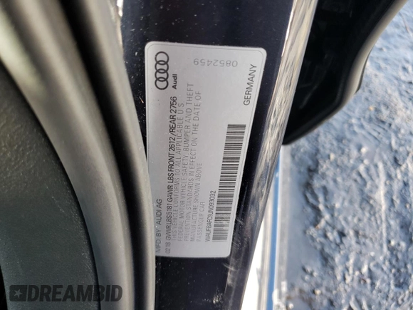 2018 Audi A6 Premium with VIN WAUF8AFC9JN093032, listed as a Copart auction lot 46118955 with 55,713 mi miles and Salvage Title. Bid and sale history available at carsss.com. Image 12.