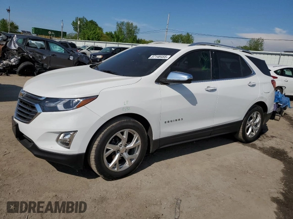 2020 Chevrolet Equinox Premier with VIN 3GNAXNEV8LS685127, listed as a Copart auction lot 57146455 with 48,879 mi miles and Salvage title. Bid and sale history available at DreamBid. Image 1.