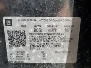 2020 Chevrolet Equinox LT with VIN 2GNAXJEV8L6183936, listed as a Copart auction lot 56389365 with 190,445 mi miles and Clean title. Bid and sale history available at DreamBid. Image 13.