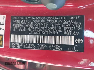 2017 Toyota Prius Plus with VIN JTDKARFP2H3045871, listed as a IAAI auction lot 39010761 with 91,544 mi miles and . Bid and sale history available at DreamBid. Image 9.