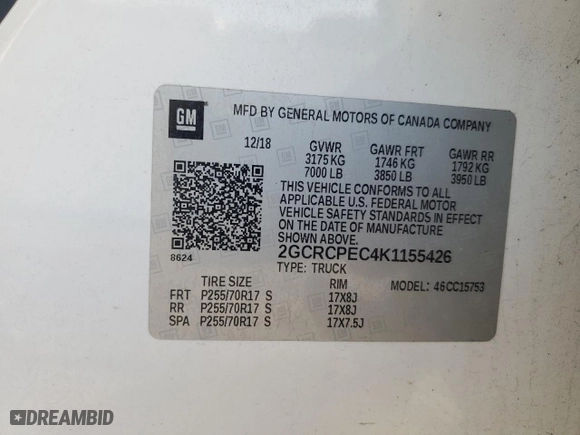 2019 Chevrolet Silverado 1500 LD LT with VIN 2GCRCPEC4K1155426, listed as a Copart auction lot 43760275 with 95,921 mi miles and Salvage Title. Bid and sale history available at carsss.com. Image 12.