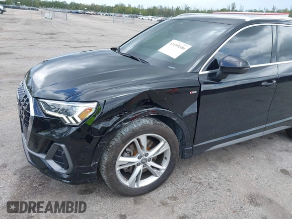 2020 Audi Q3 S line Premium Plus with VIN WA1EECF33L1052774, listed as a IAAI auction lot 42199200 with 55,008 mi miles and . Bid and sale history available at DreamBid. Image 6.
