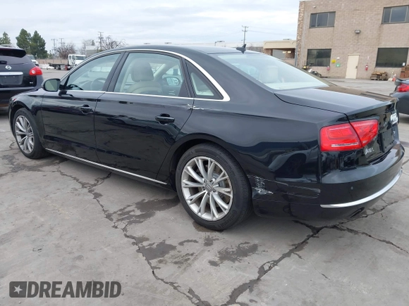 2012 Audi A8 L with VIN WAURVAFD7CN005452, listed as a IAAI auction lot 41529084 with 80,738 mi miles. Bid and sale history available at carsss.com. Image 3.