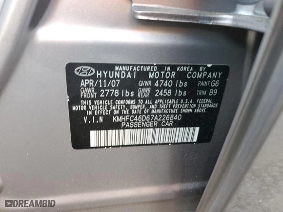 2007 Hyundai Azera GLS with VIN KMHFC46D67A226840, listed as a Copart auction lot 80347184 with 234,966 mi miles and Salvage Title. Bid and sale history available at carsss.com. Image 15.