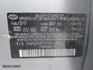 2017 Hyundai Sonata 2.4L with VIN 5NPE24AFXHH564988, listed as a IAAI auction lot 41927777 with 100,758 mi miles. Bid and sale history available at carsss.com. Image 9.