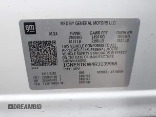 2024 Chevrolet Traverse LS with VIN 1GNESTKW4RJ139968, listed as a IAAI auction lot 42264716 with 30,131 mi miles and . Bid and sale history available at DreamBid. Image 9.