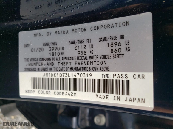 2020 Mazda CX-3 Sport with VIN JM1DKFB73L1470319, listed as a Copart auction lot 65948054 with 34,455 mi miles and Salvage Title. Bid and sale history available at carsss.com. Image 13.