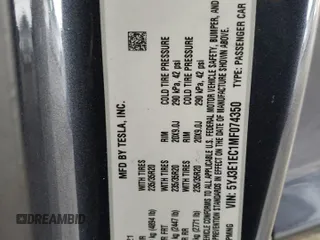 2021 Tesla Model 3 Performance with VIN 5YJ3E1EC1MF074350, listed as a Copart auction lot 47434275 with 63,319 mi miles and Salvage Title. Bid and sale history available at DreamBid. Image 15.