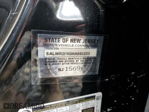 2017 Land Rover Range Rover with VIN NJ1569E, listed as a Copart auction lot 79323693 with 45,015 mi miles and Salvage Title. Bid and sale history available at DreamBid. Image 12.