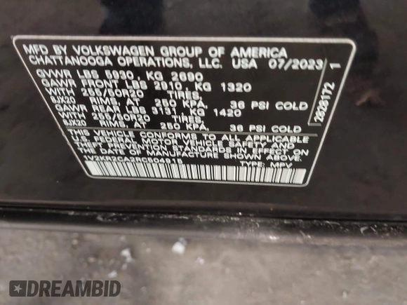 2024 Volkswagen Atlas SE z VIN 1V2KR2CA2RC504915, wystawiony jako IAAI lot #41417206 z przebiegiem 39 238 mil mil oraz . Historia ofert i sprzedaży dostępna na DreamBid. Obrazek 9.