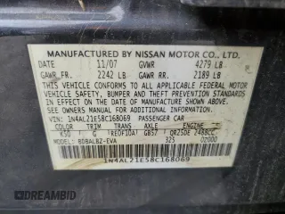 2008 Nissan Altima 2.5 S with VIN 1N4AL21E58C168069, listed as a Copart auction lot 51916525 with 93,146 mi miles and Salvage Title. Bid and sale history available at carsss.com. Image 12.