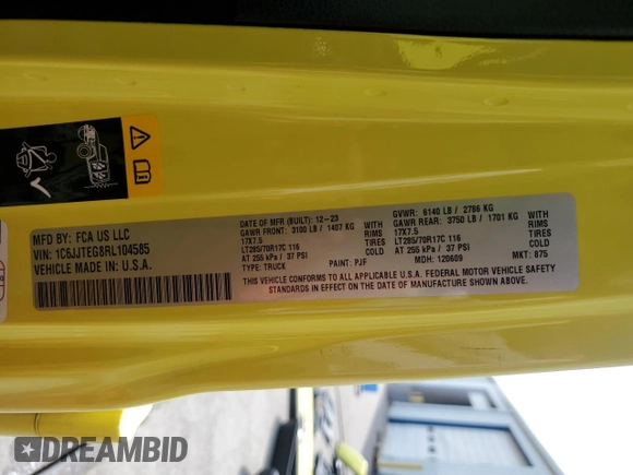 2024 Jeep Gladiator Mojave X with VIN 1C6JJTEG8RL104585, listed as a Copart auction lot 54528735 with 7,528 mi miles and Salvage title. Bid and sale history available at DreamBid. Image 14.