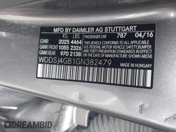 2016 Mercedes-Benz CLA 250 with VIN WDDSJ4GB1GN382479, listed as a IAAI auction lot 41872956 with 68,090 mi miles and . Bid and sale history available at DreamBid. Image 9.