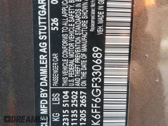 2016 Mercedes-Benz E 400 with VIN WDDKK6FF6GF330689, listed as a Copart auction lot 54570145 with 52,998 mi miles and Salvage Title. Bid and sale history available at DreamBid. Image 13.