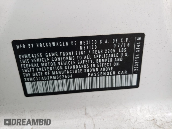 2017 Volkswagen Golf SportWagen SE with VIN 3VWC17AU2HM502504, listed as a Copart auction lot 76162504 with 79,020 mi miles and Salvage Title. Bid and sale history available at carsss.com. Image 14.