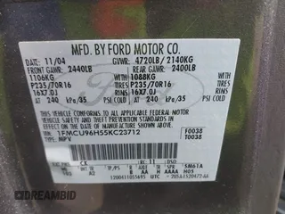 2005 Ford Escape Hybrid with VIN 1FMCU96H55KC23712, listed as a IAAI auction lot 41709080 with 164,281 mi miles and . Bid and sale history available at DreamBid. Image 9.