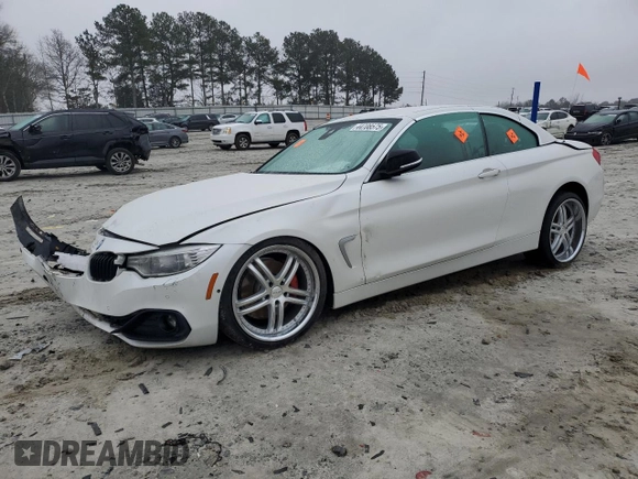 2015 BMW 4 Series 435i with VIN WBA3T3C52F5A40489, listed as a Copart auction lot 44708575 with Not Provided miles and Salvage Title. Bid and sale history available at carsss.com. Image 1.