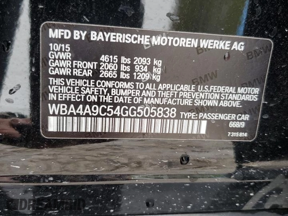 2016 BMW 4 Series 428i with VIN WBA4A9C54GG505838, listed as a Copart auction lot 78305884 with 56,892 mi miles and Salvage Title. Bid and sale history available at carsss.com. Image 12.