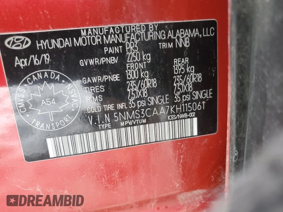 2019 Hyundai Santa Fe Preferred z VIN 5NMS3CAA7KH115061, wystawiony jako Copart lot #46473095 z przebiegiem 94 430 mil mil oraz Szkoda całkowita • Salvage title. Historia ofert i sprzedaży dostępna na DreamBid. Obrazek 12.