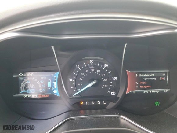 2015 Ford Fusion Energi Titanium with VIN 3FA6P0SU4FR139942, listed as a Copart auction lot 48350265 with 160,581 mi miles and Salvage Title. Bid and sale history available at carsss.com. Image 9.