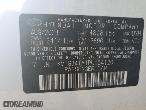 2023 Genesis G70 2.0T with VIN KMTG34TA1PU134120, listed as a Copart auction lot 77657374 with 12,024 mi miles and Salvage Title. Bid and sale history available at DreamBid. Image 15.