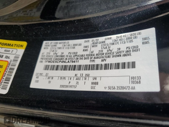 2022 Ford Bronco with VIN 1FMDE5CP4NLA79411, listed as a Copart auction lot 46832855 with Not provided miles and Salvage title. Bid and sale history available at DreamBid. Image 13.