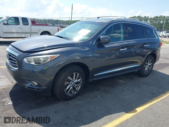 2014 Infiniti QX60 with VIN 5N1AL0MM6EC540477, listed as a IAAI auction lot 42791362 with 143,181 mi miles and . Bid and sale history available at DreamBid. Image 2.