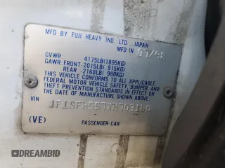 1999 Subaru Forester S with VIN JF1SF6557XH703160, listed as a Copart auction lot 60076974 with 0 mi miles and Salvage Title. Bid and sale history available at carsss.com. Image 12.