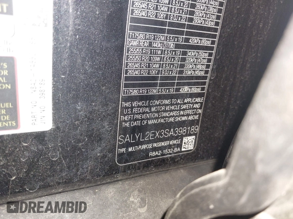 2025 Land Rover Range Rover Velar Dynamic SE с VIN SALYL2EX3SA398189, выставлен на аукционе IAAI как лот 42806050 с пробегом 29 765 миль миль и . История ставок и продаж доступна на DreamBid. Изображение 9.