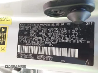 2011 Toyota Highlander z VIN 5TDZK3EH8BS045804, wystawiony jako IAAI lot #42211947 z przebiegiem 193 812 mil mil oraz . Historia ofert i sprzedaży dostępna na DreamBid. Obrazek 9.