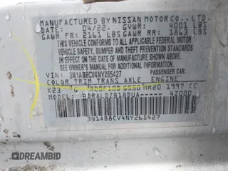2022 Nissan Sentra SV with VIN 3N1AB8CV4NY265427, listed as a IAAI auction lot 41464497 with 66,134 mi miles. Bid and sale history available at carsss.com. Image 9.