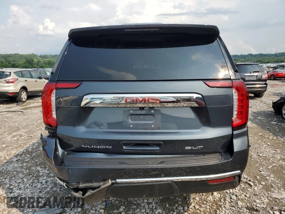 2021 GMC Yukon XL SLT with VIN 1GKS2GKD9MR437285, listed as a Copart auction lot 63038474 with 49,603 mi miles and Salvage Title. Bid and sale history available at carsss.com. Image 6.