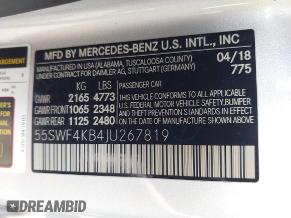 2018 Mercedes-Benz C 300 с VIN 55SWF4KB4JU267819, выставлен на аукционе IAAI как лот 42395826 с пробегом 44 618 миль миль и . История ставок и продаж доступна на DreamBid. Изображение 9.