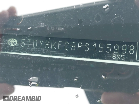 2023 Toyota Sienna XLE с VIN 5TDYRKEC9PS155998, выставлен на аукционе IAAI как лот 41888627 с пробегом 58 167 миль миль и . История ставок и продаж доступна на DreamBid. Изображение 9.