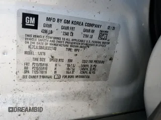 2020 Chevrolet Trax LT z VIN KL7CJLSB4LB322740, wystawiony jako Copart lot #52455315 z przebiegiem 62 462 mil mil oraz Szkoda całkowita • Salvage title. Historia ofert i sprzedaży dostępna na DreamBid. Obrazek 12.