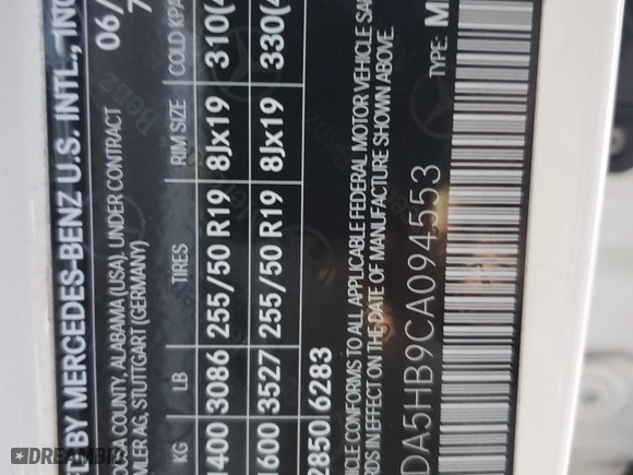 2012 Mercedes-Benz M-Class ML 350 with VIN 4JGDA5HB9CA094553, listed as a Copart auction lot 52035945 with 59,767 mi miles and Salvage Title. Bid and sale history available at carsss.com. Image 13.