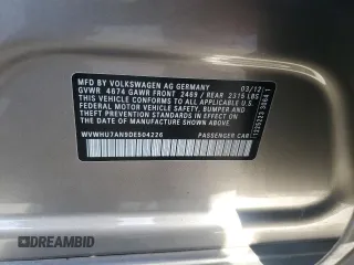 2013 Volkswagen CC VR6 Lux with VIN WVWHU7AN9DE504226, listed as a Copart auction lot 78783544 with 45,051 mi miles and Salvage Title. Bid and sale history available at carsss.com. Image 12.