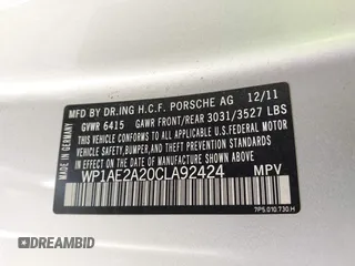2012 Porsche Cayenne S Hybrid z VIN WP1AE2A20CLA92424, wystawiony jako IAAI lot #42315279 z przebiegiem 129 119 mil mil oraz . Historia ofert i sprzedaży dostępna na DreamBid. Obrazek 9.
