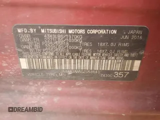 2016 Mitsubishi Outlander SE with VIN JA4AP3AW5GZ058643, listed as a Copart auction lot 53148925 with 160,180 mi miles and Salvage title. Bid and sale history available at DreamBid. Image 13.