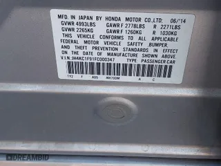 2015 Acura RLX Advance Pkg with VIN JH4KC1F91FC000347, listed as a IAAI auction lot 41323967 with 98,957 mi miles. Bid and sale history available at carsss.com. Image 9.