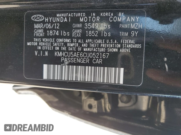 2012 Hyundai Accent SE with VIN KMHCU5AE6CU052167, listed as a Copart auction lot 52408755 with 184,652 mi miles and Clean Title. Bid and sale history available at carsss.com. Image 12.