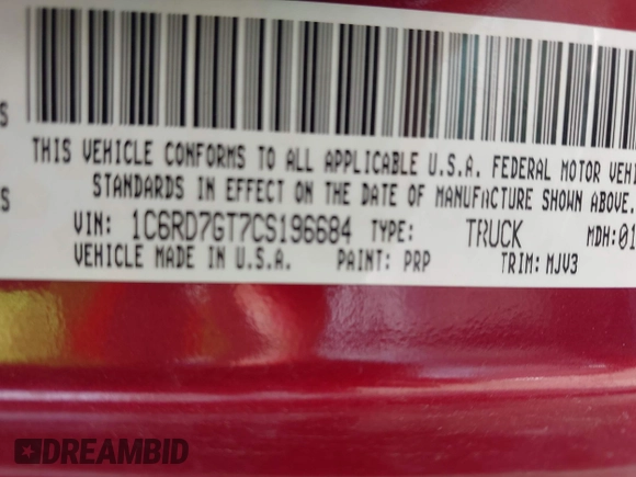 2012 Ram 1500 Big Horn z VIN 1C6RD7GT7CS196684, wystawiony jako IAAI lot #42118261 z przebiegiem 200 610 mil mil oraz . Historia ofert i sprzedaży dostępna na DreamBid. Obrazek 9.