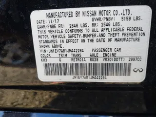 2018 Infiniti Q50 3.0t SPORT with VIN JN1EV7AR1JM442294, listed as a IAAI auction lot 41408602 with 52,355 mi miles. Bid and sale history available at carsss.com. Image 9.