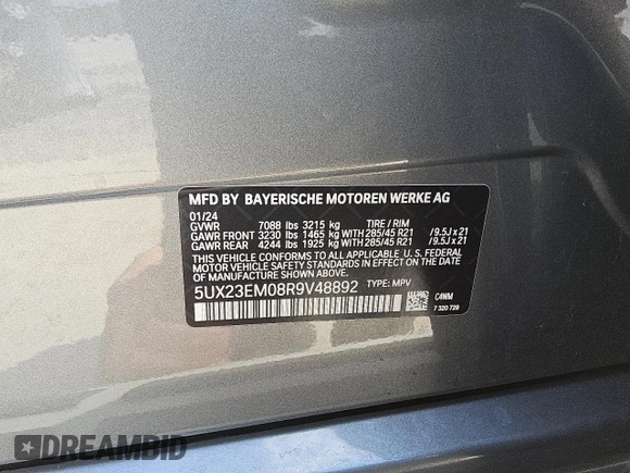 2024 BMW X7 xDrive40i z VIN 5UX23EM08R9V48892, wystawiony jako Copart lot #56059665 z przebiegiem 28 430 mil mil oraz Tytuł czysty. Historia ofert i sprzedaży dostępna na DreamBid. Obrazek 13.