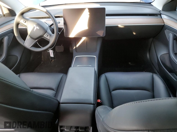 2022 Tesla Model 3 Long Range with VIN 5YJ3E1EB6NF255730, listed as a Copart auction lot 46354235 with 58,470 mi miles and Salvage Title. Bid and sale history available at DreamBid. Image 8.