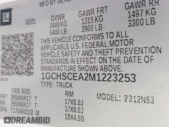 2021 Chevrolet Colorado 2WD LT with VIN 1GCHSCEA2M1223253, listed as a IAAI auction lot 41941342 with 50,755 mi miles. Bid and sale history available at carsss.com. Image 9.